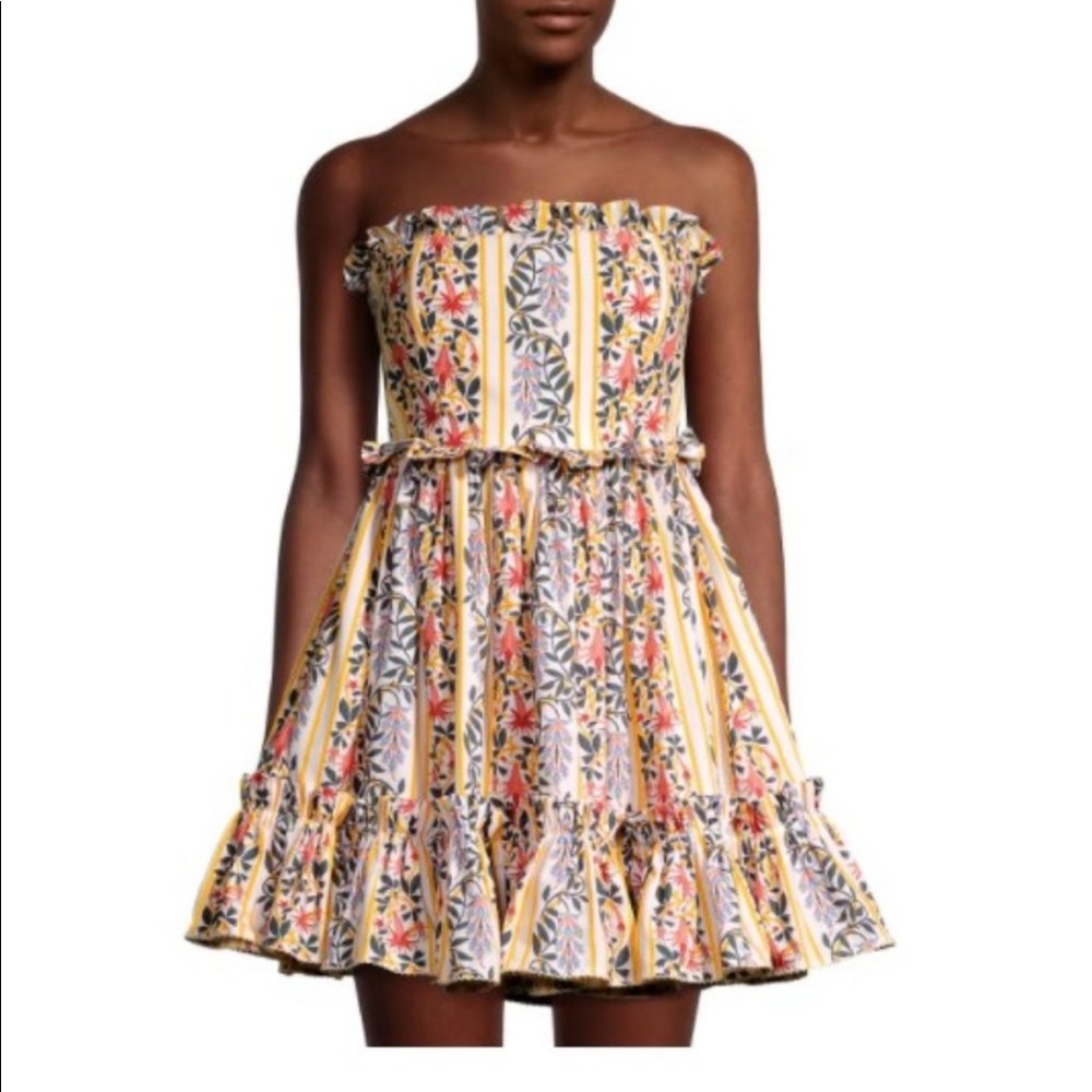 Agua by Agua Bendita Flora Rosa Mini Dress strapless floral dress NWT